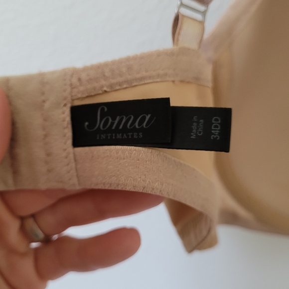 Soma Bridget Bra Sheer Camisole Lightly Padded Tan Beige Sz 34DD - Picture 8 of 15